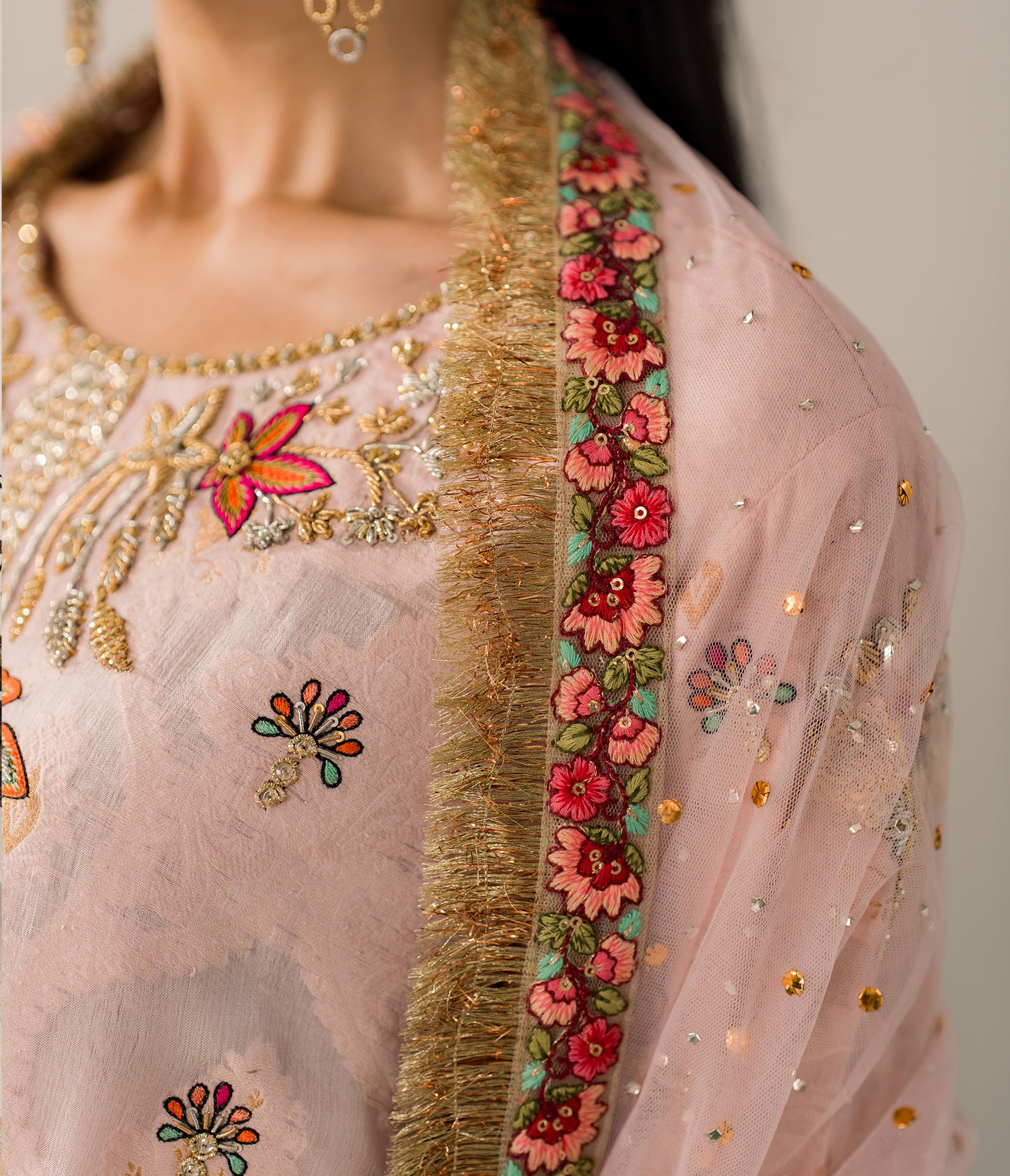 Sahar – Hand Embellished Karandi Chiffon Ensemble
