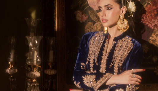 Belis: Enchanting – Silk Velvet Front Open Coat Ensemble