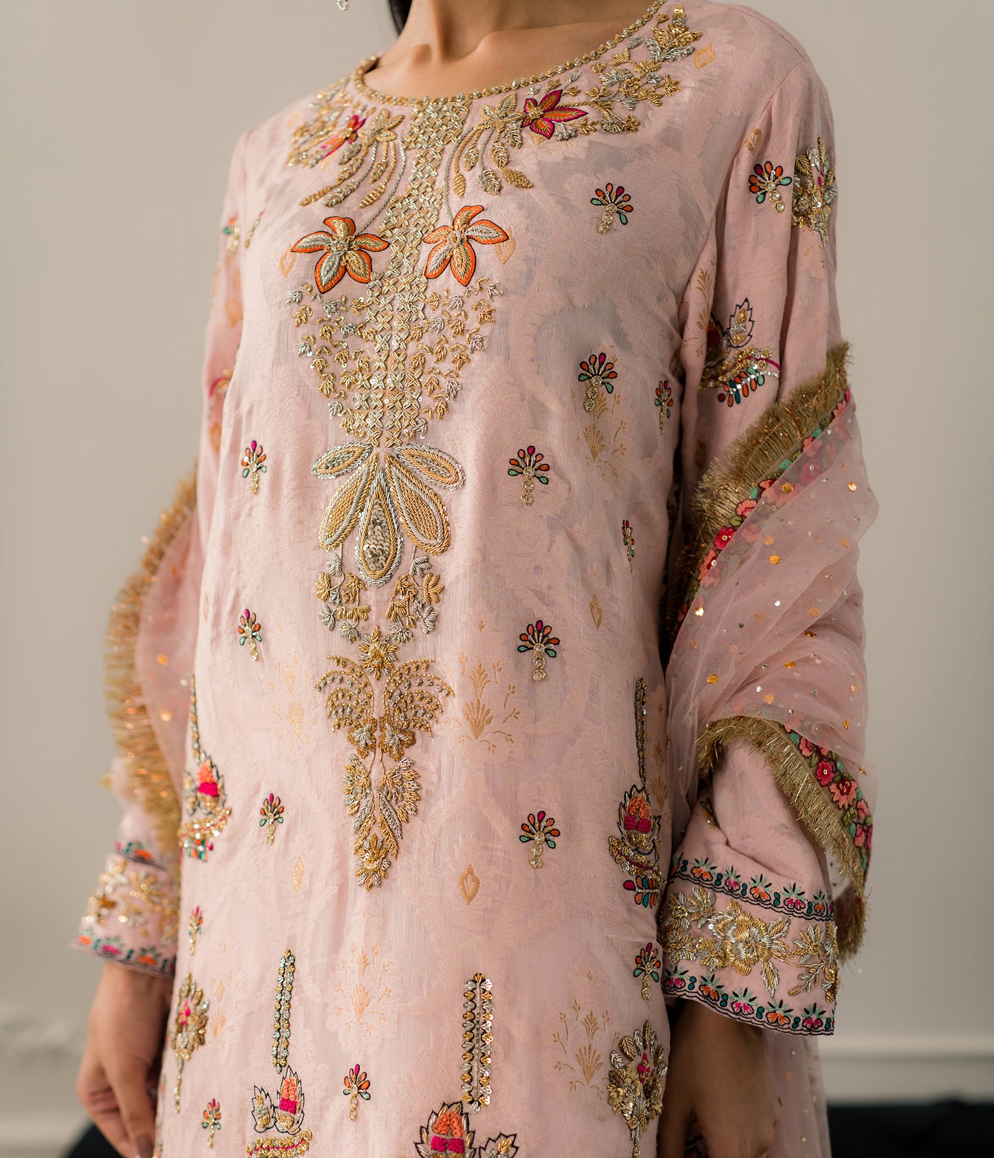 Sahar – Hand Embellished Karandi Chiffon Ensemble